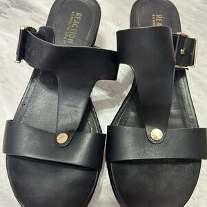 Kenneth Cole Reaction Black Women's Sandals with Gold Accents